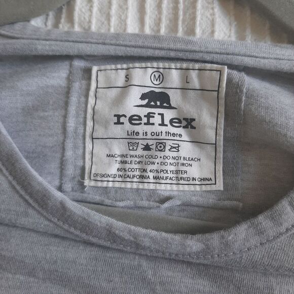 Reflex Camouflage Crew Neck Gray Casual Medium Cotton Blend Tee - Picture 2 of 8